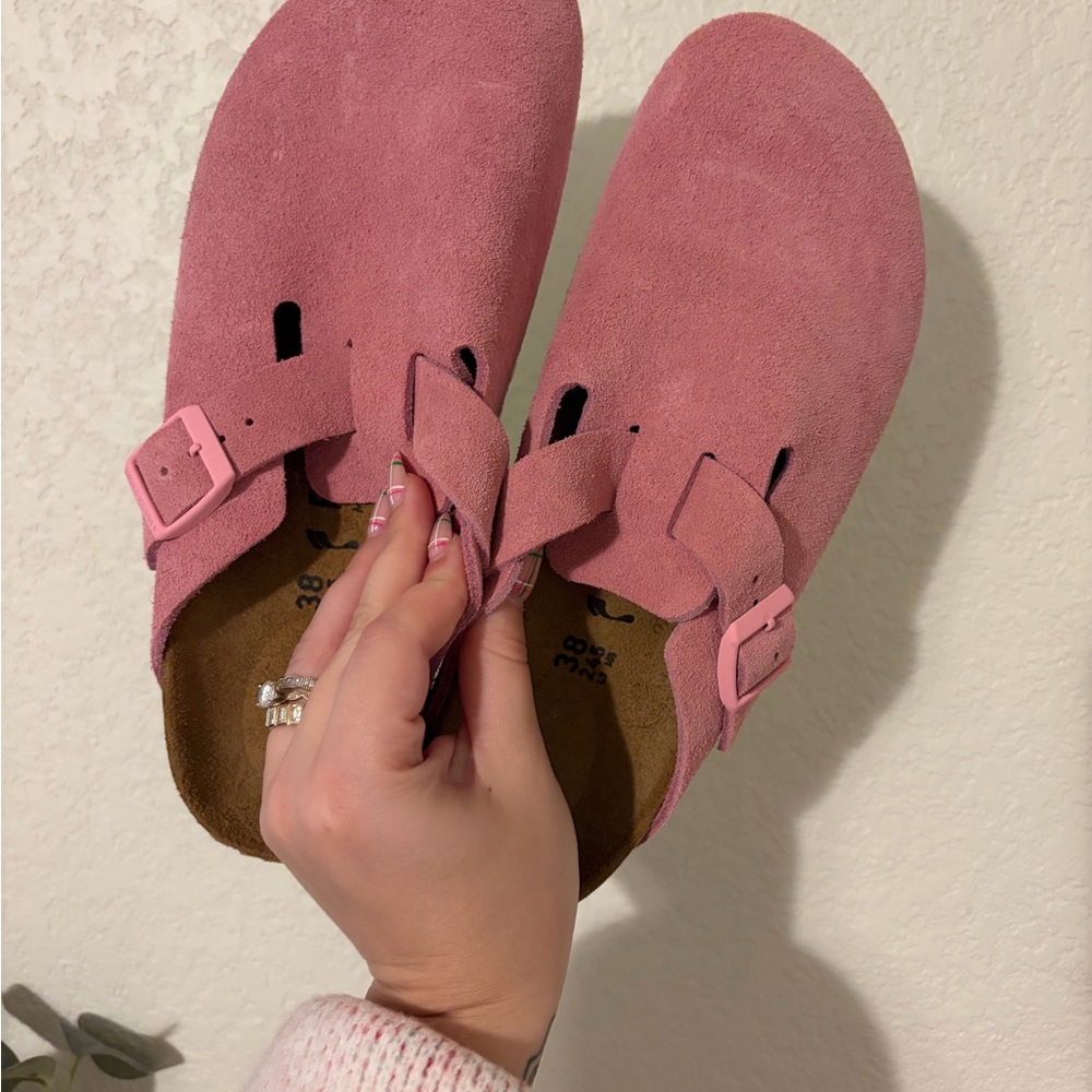Pink Suede Women's Birkenstock Bostons